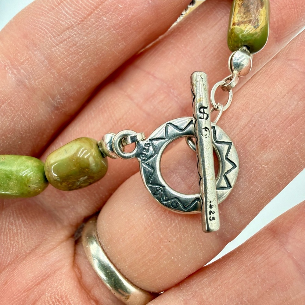 Emerald Valley Mine Turquoise Nugget Bracelet Sterling Silver Southwestern 7.5” - Picture 14 of 17